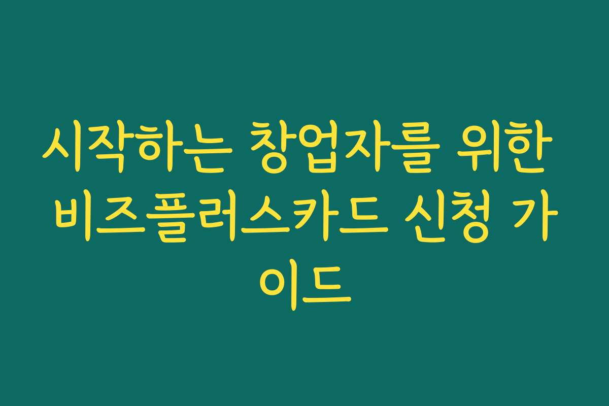시작하는 창업자를 위한 비즈플러스카드 신청 가이드