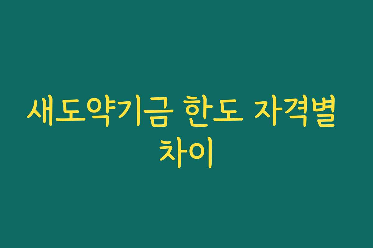 새도약기금 한도 자격별 차이 새도약기금 한도 자격별 차이