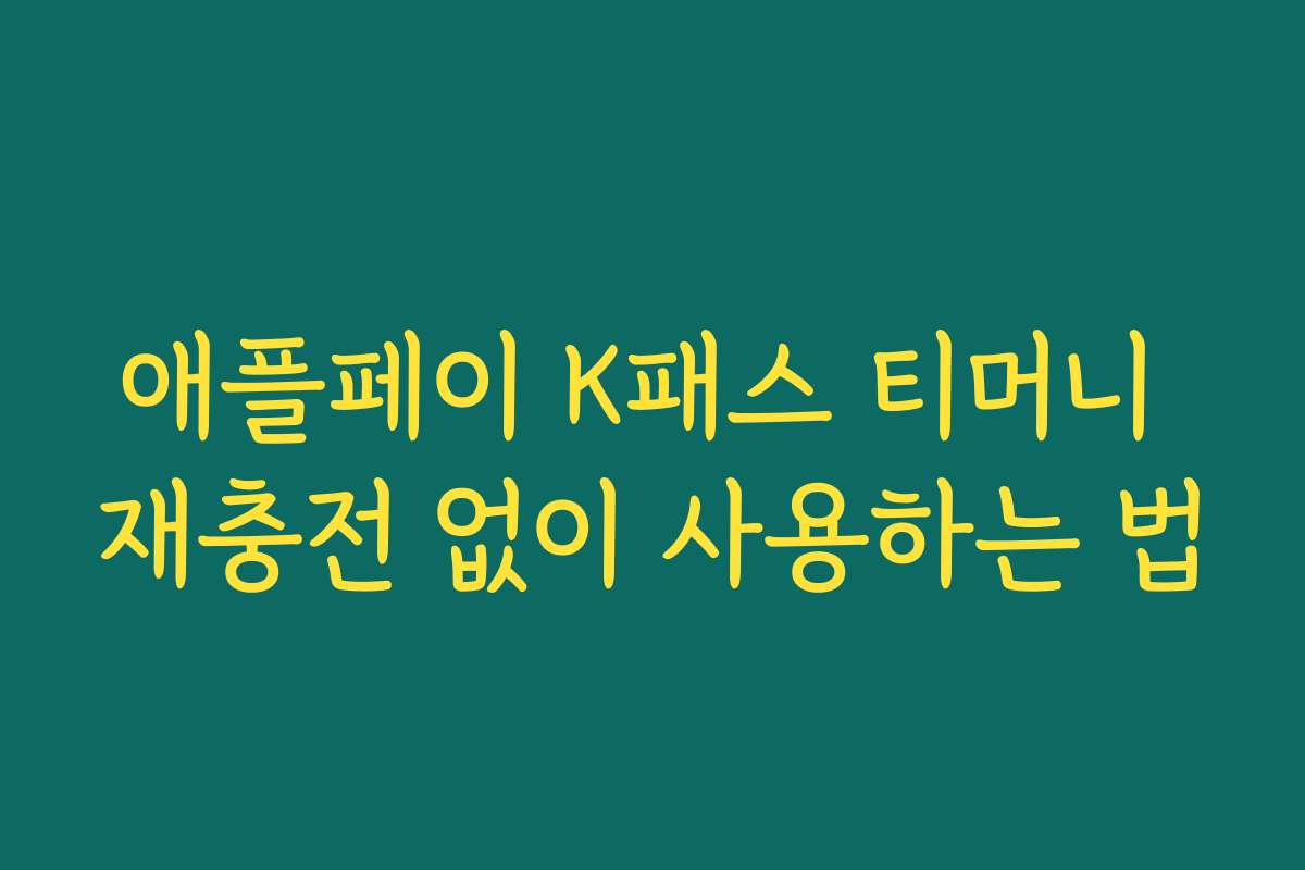 애플페이 K패스 티머니 재충전 없이 사용하는 법 애플페이 K패스 티머니 재충전 없이 사용하는 법