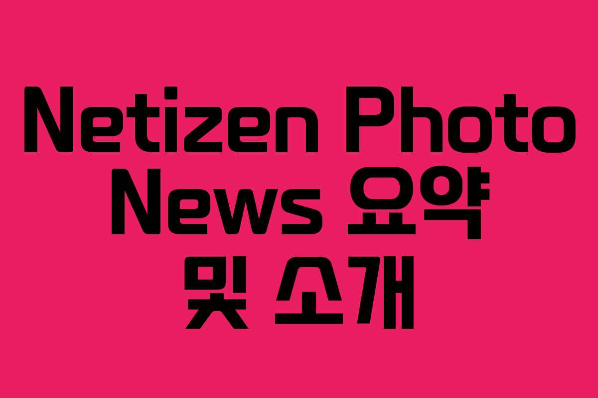Netizen Photo News 요약 및 소개 Netizen Photo News 요약 및 소개
