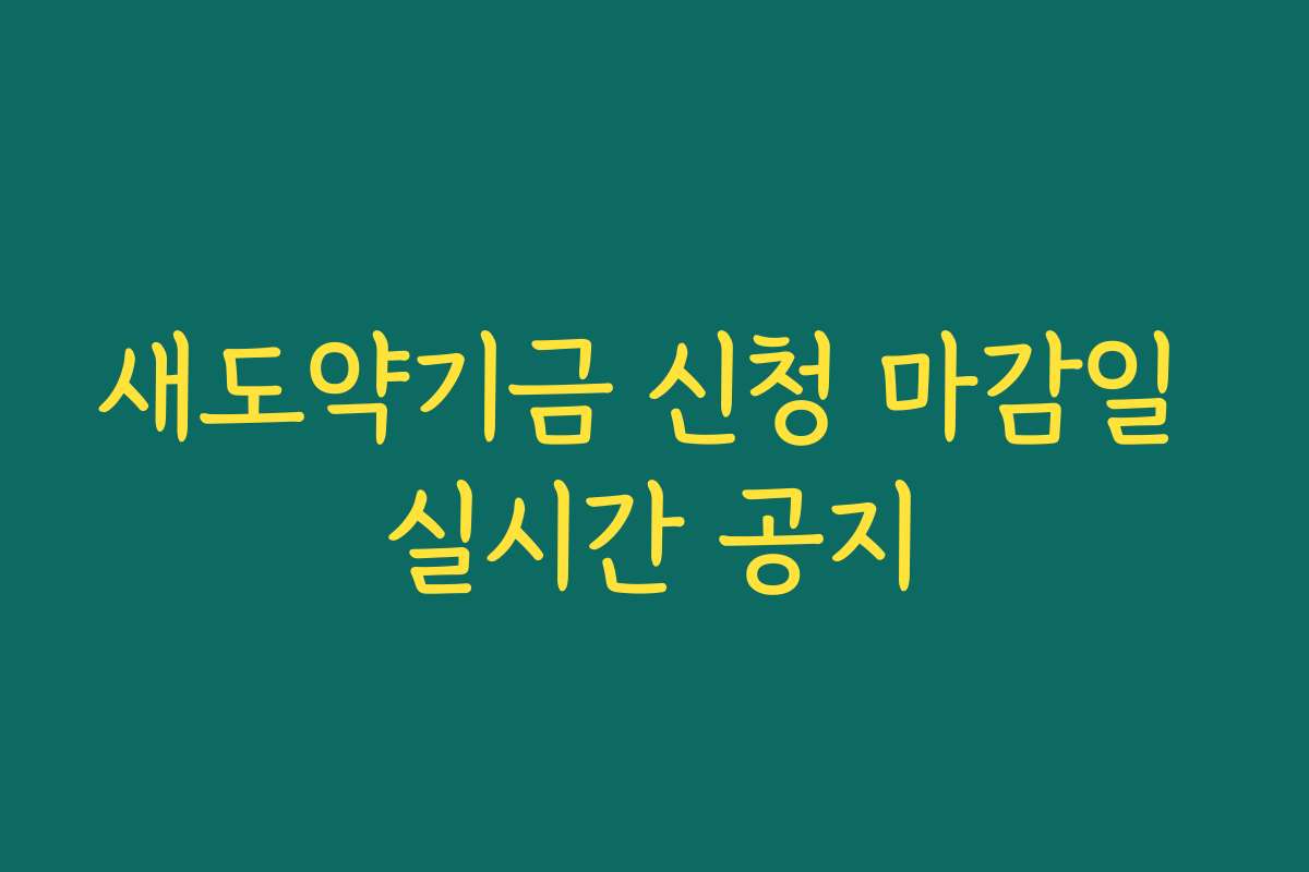 새도약기금 신청 마감일 실시간 공지 새도약기금 신청 마감일 실시간 공지