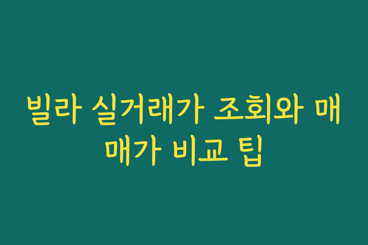 빌라 실거래가 조회와 매매가 비교 팁 빌라 실거래가 조회와 매매가 비교 팁