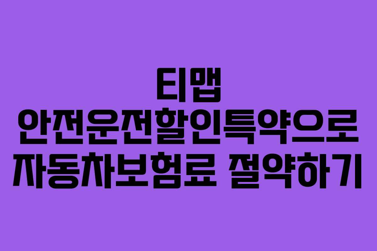 티맵 안전운전할인특약으로 자동차보험료 절약하기 티맵 안전운전할인특약으로 자동차보험료 절약하기
