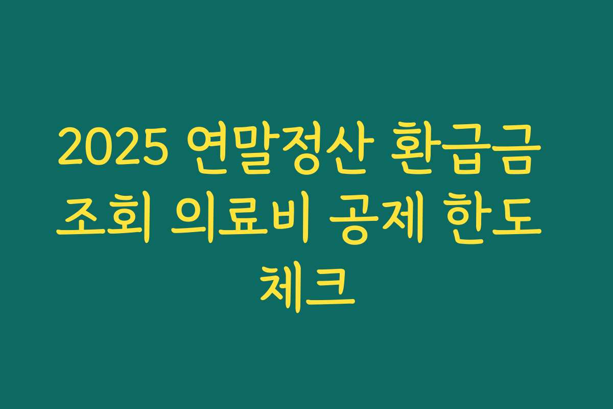2025 연말정산 환급금 조회 의료비 공제 한도 체크
