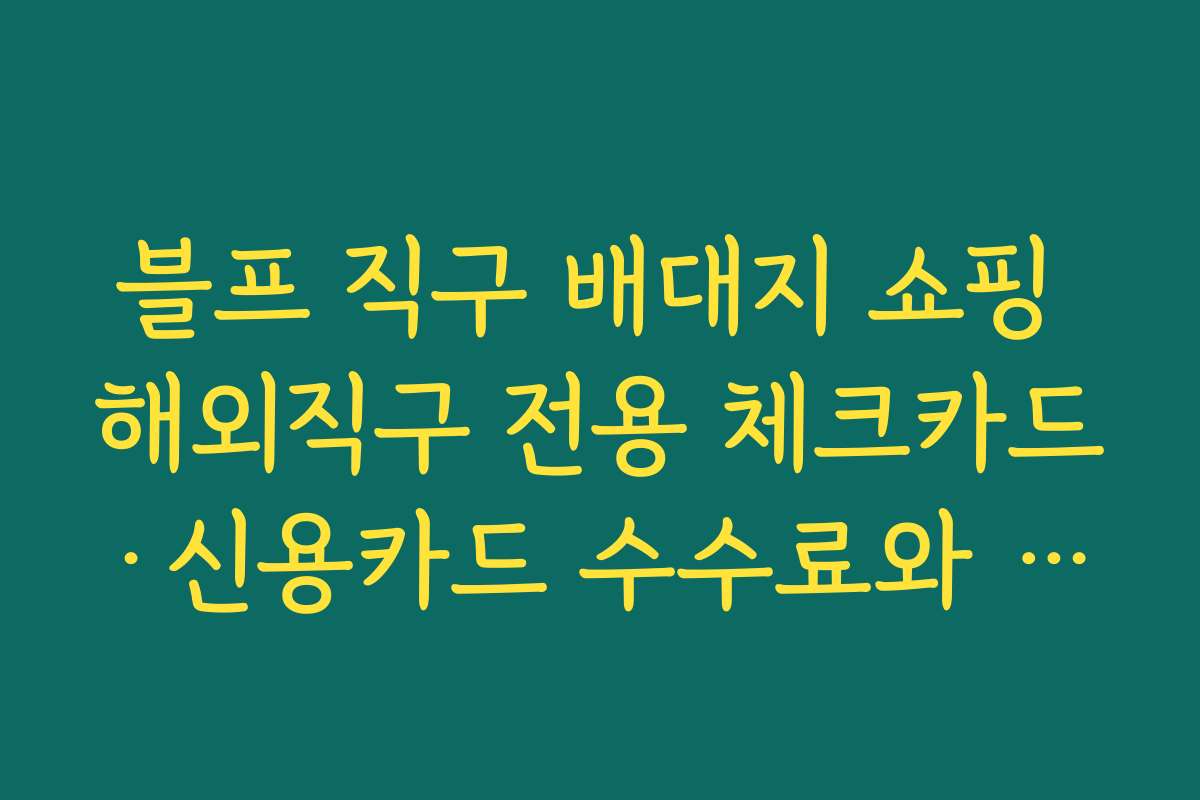 블프 직구 배대지 쇼핑 해외직구 전용 체크카드·신용카드 수수료와 환율 우대 비교하기
