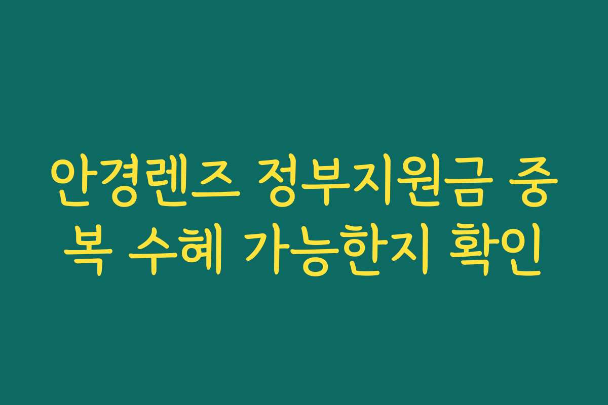 안경렌즈 정부지원금 중복 수혜 가능한지 확인