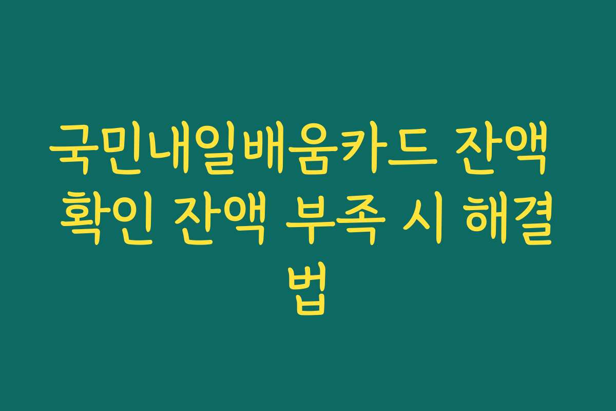 국민내일배움카드 잔액 확인 잔액 부족 시 해결법