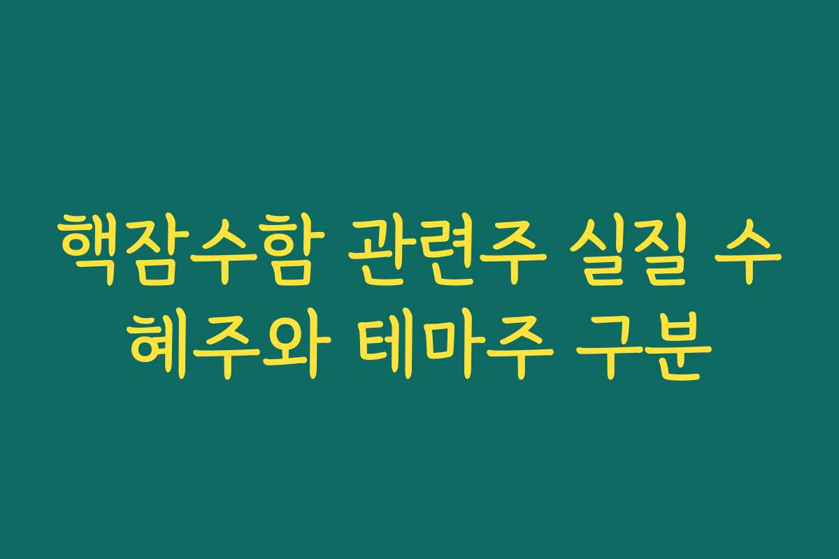 핵잠수함 관련주 실질 수혜주와 테마주 구분 핵잠수함 관련주 실질 수혜주와 테마주 구분