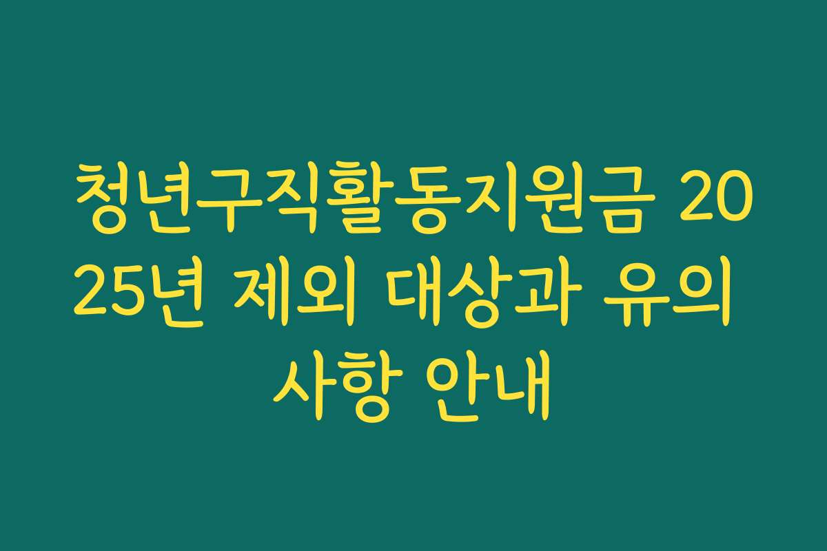 청년구직활동지원금 2025년 제외 대상과 유의 사항 안내