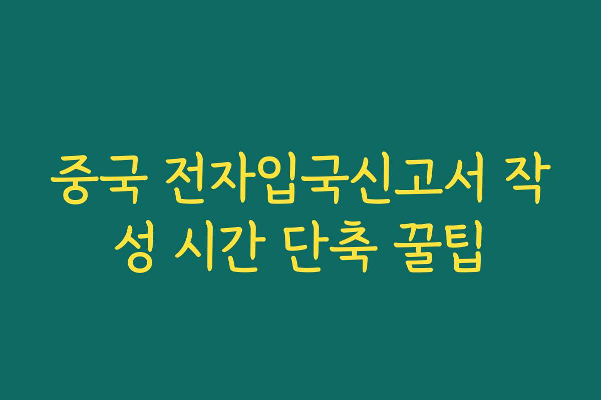 중국 전자입국신고서 작성 시간 단축 꿀팁