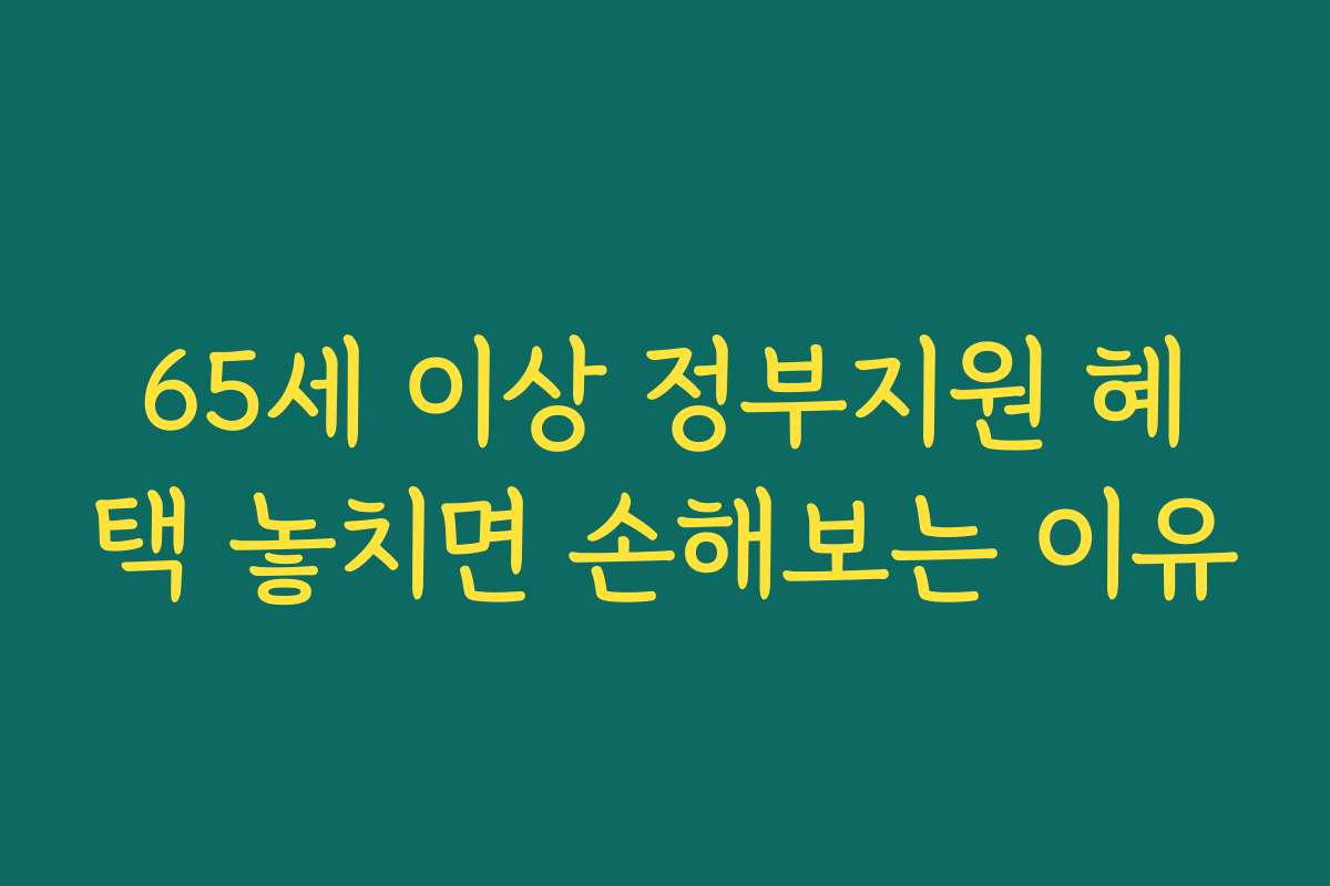 65세 이상 정부지원 혜택 놓치면 손해보는 이유 65세 이상 정부지원 혜택 놓치면 손해보는 이유
