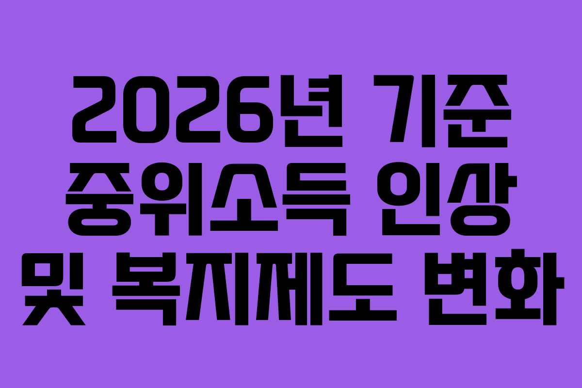 2026년 기준 중위소득 인상 및 복지제도 변화