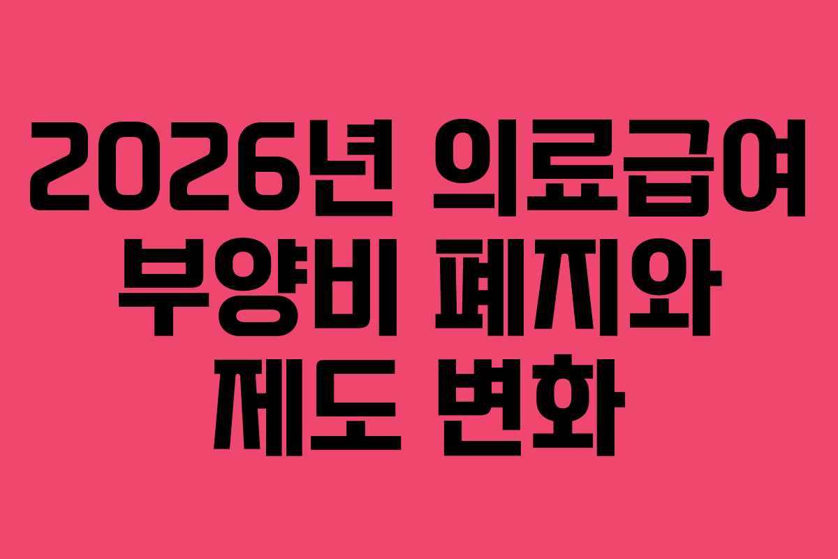 2026년 의료급여 부양비 폐지와 제도 변화