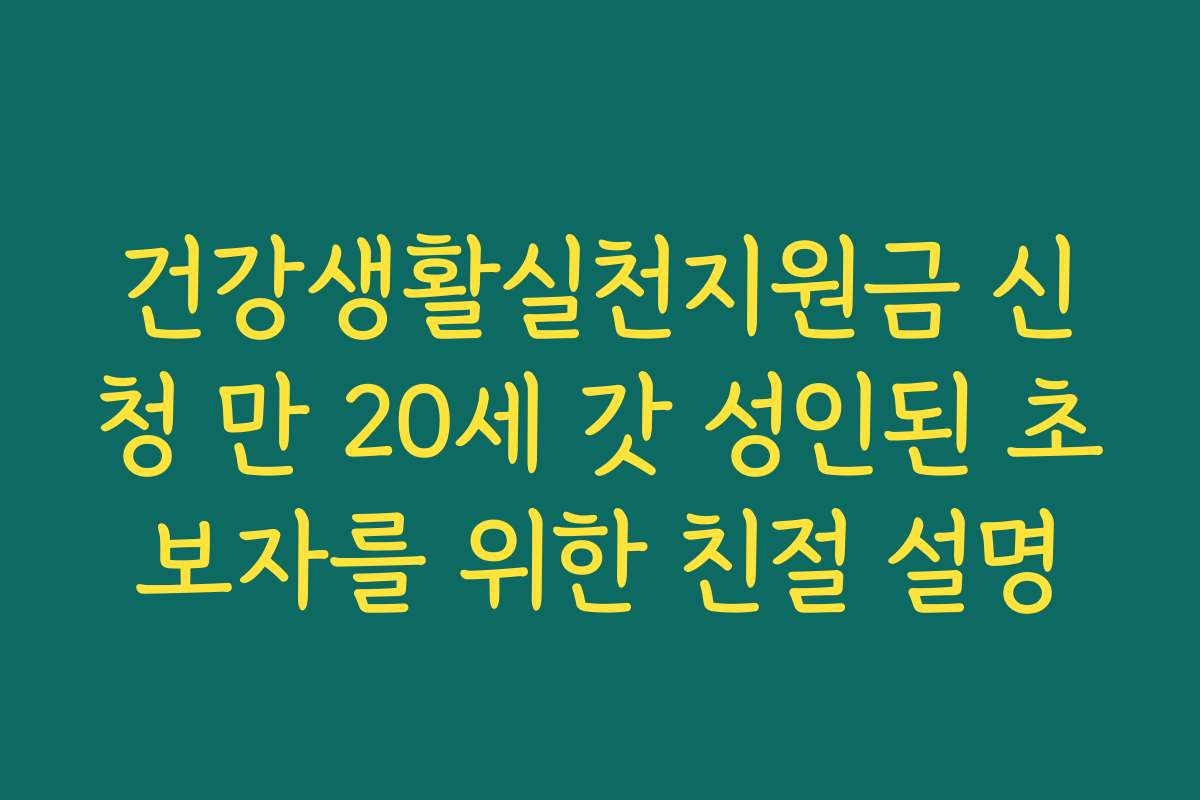 건강생활실천지원금 신청 만 20세 갓 성인된 초보자를 위한 친절 설명