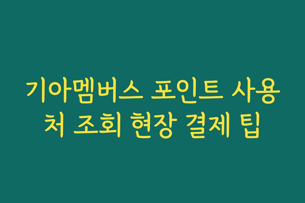 기아멤버스 포인트 사용처 조회 현장 결제 팁