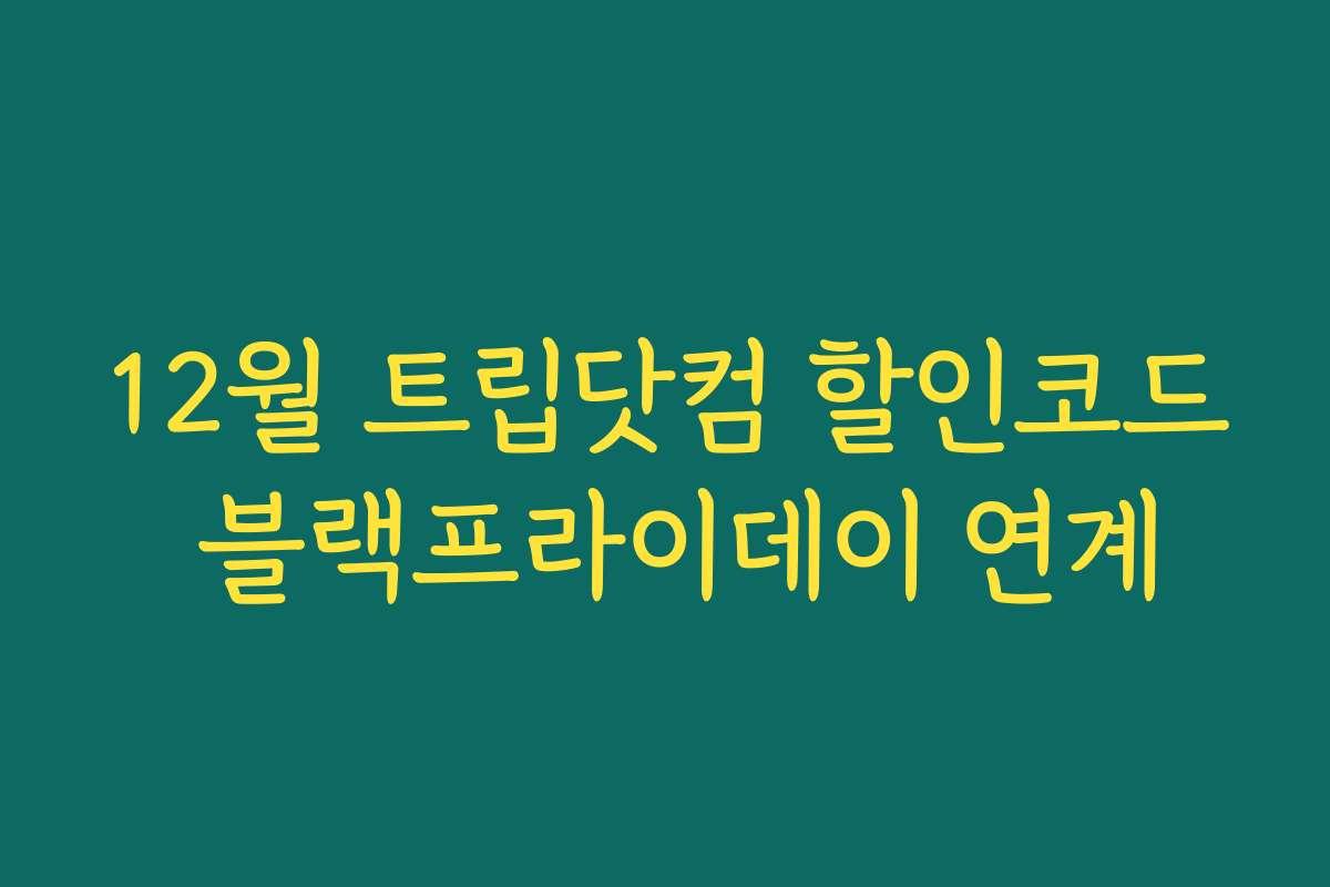 12월 트립닷컴 할인코드 블랙프라이데이 연계