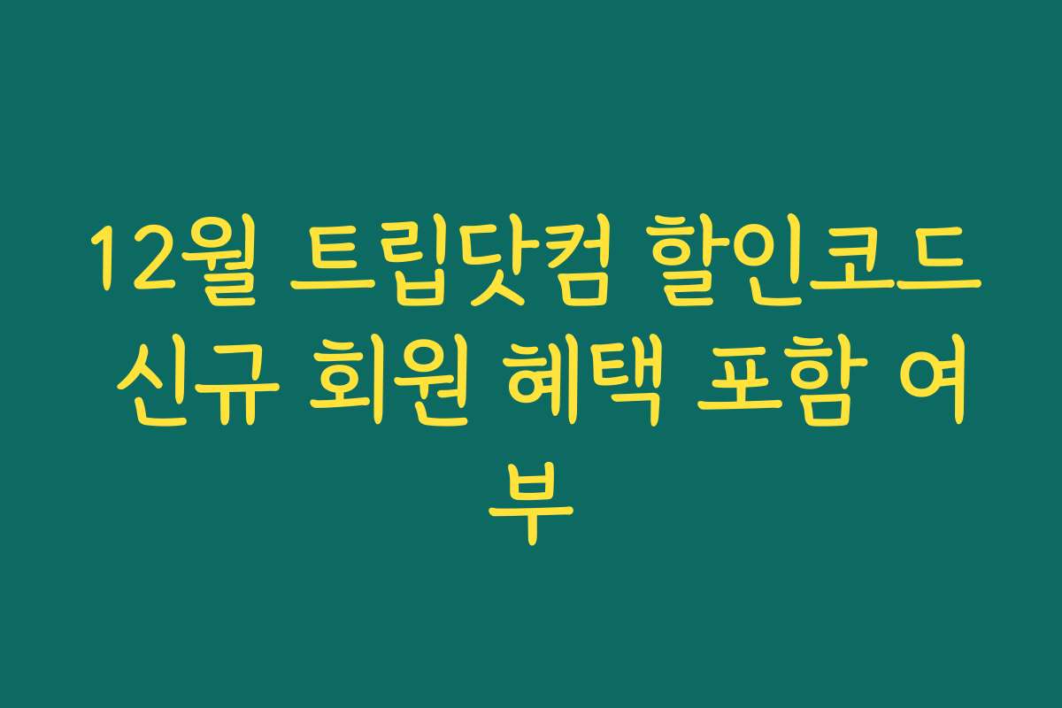 12월 트립닷컴 할인코드 신규 회원 혜택 포함 여부