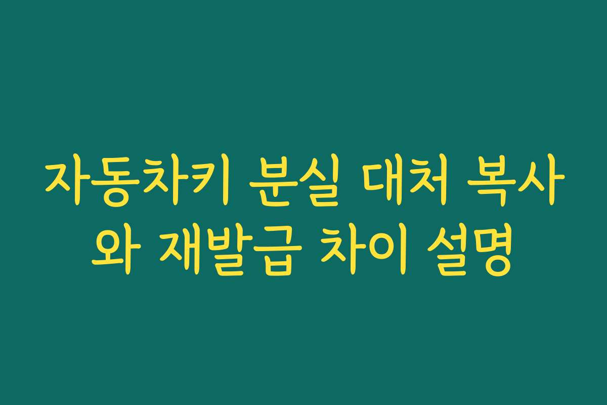 자동차키 분실 대처 복사와 재발급 차이 설명