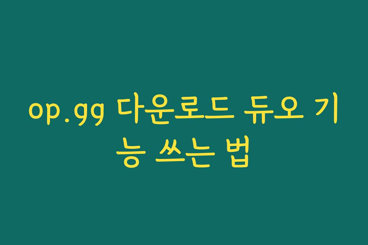 op.gg 다운로드 듀오 기능 쓰는 법