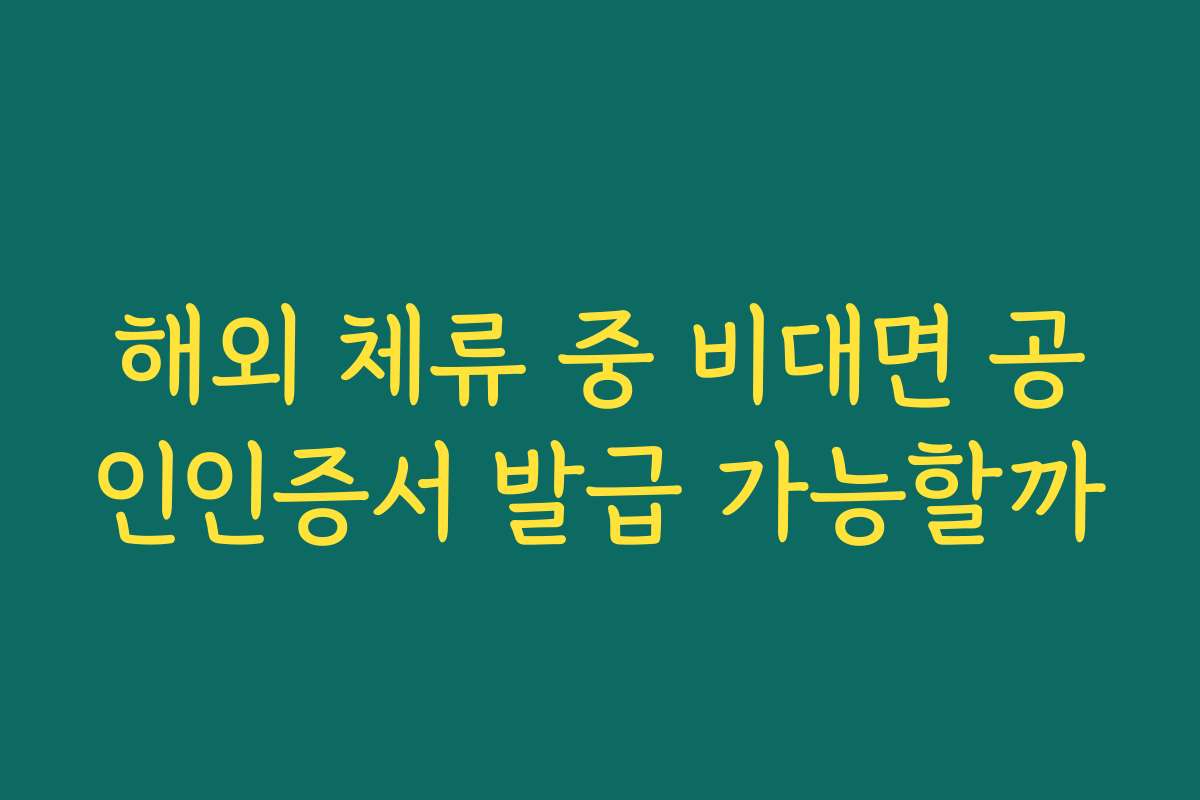 해외 체류 중 비대면 공인인증서 발급 가능할까