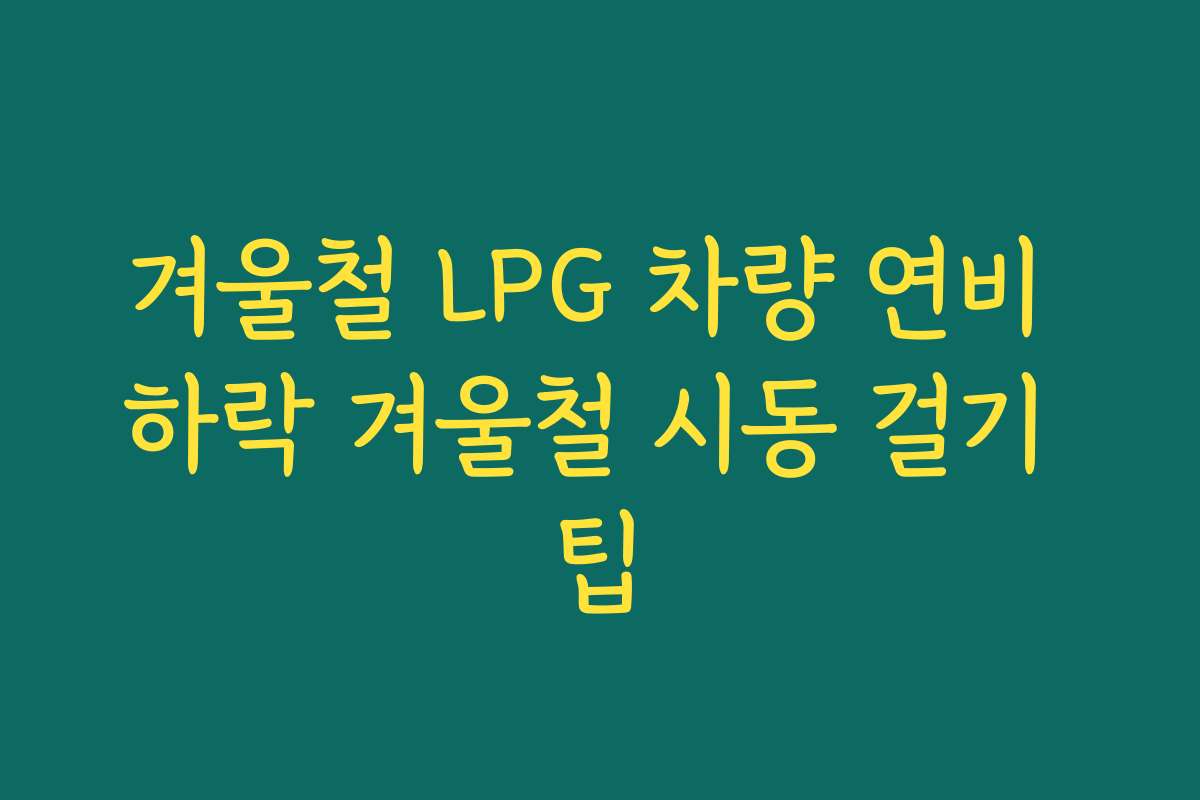 겨울철 LPG 차량 연비 하락 겨울철 시동 걸기 팁