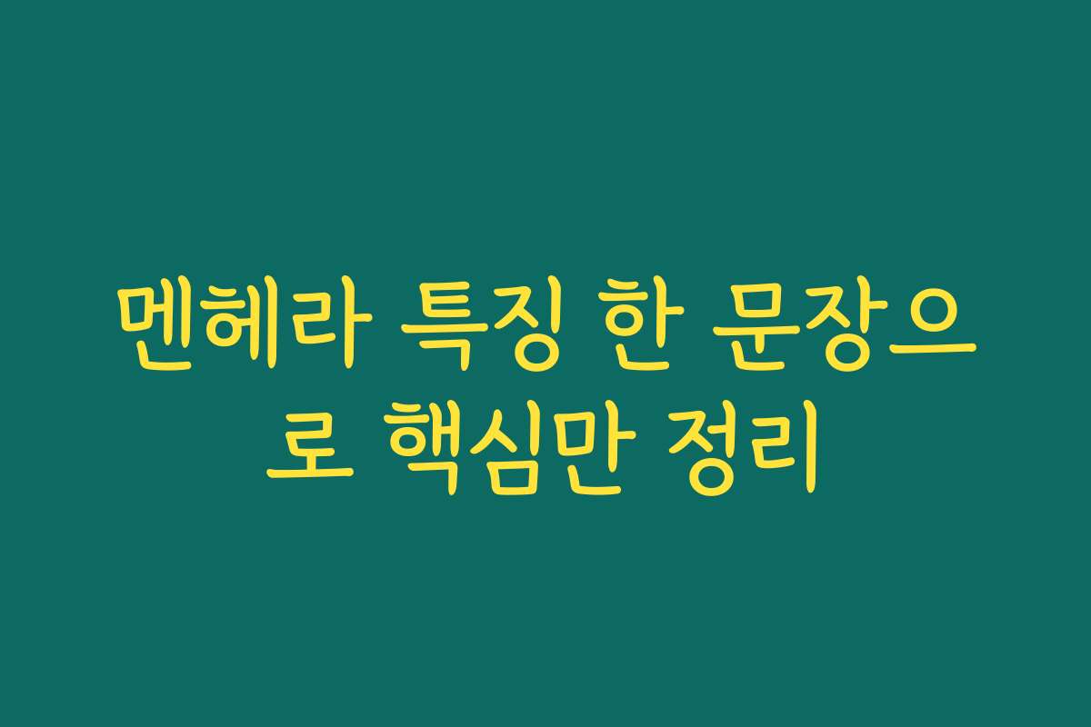 멘헤라 특징 한 문장으로 핵심만 정리