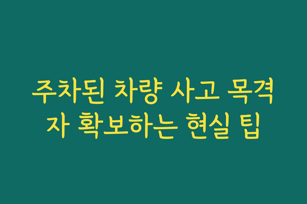 주차된 차량 사고 목격자 확보하는 현실 팁