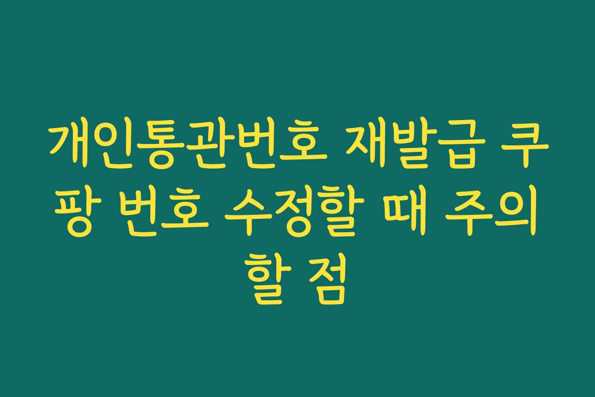 개인통관번호 재발급 쿠팡 번호 수정할 때 주의할 점