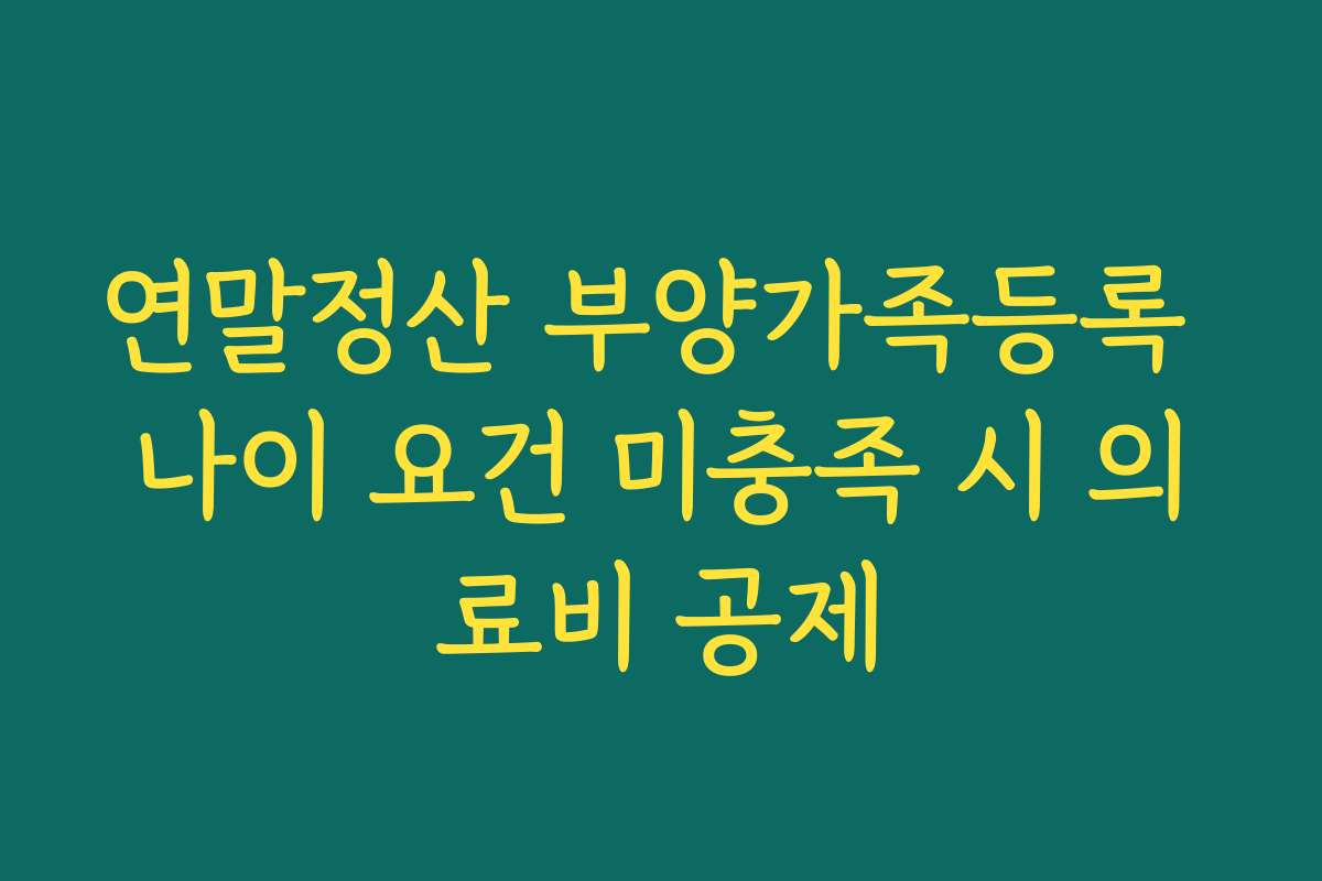 연말정산 부양가족등록 나이 요건 미충족 시 의료비 공제