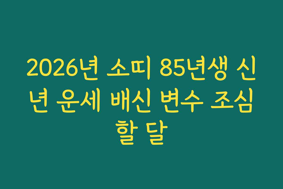 2026년 소띠 85년생 신년 운세 배신 변수 조심할 달