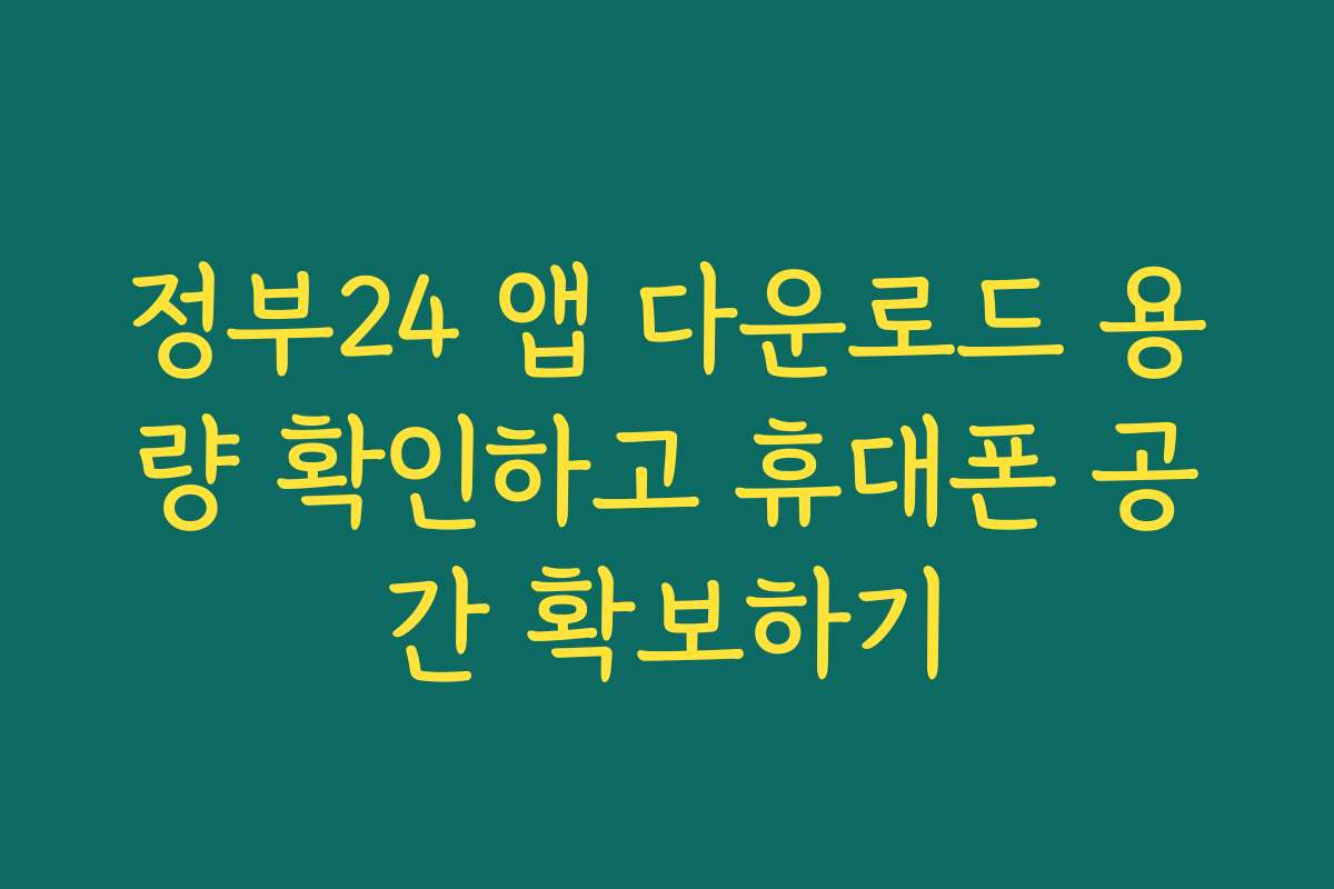 정부24 앱 다운로드 용량 확인하고 휴대폰 공간 확보하기