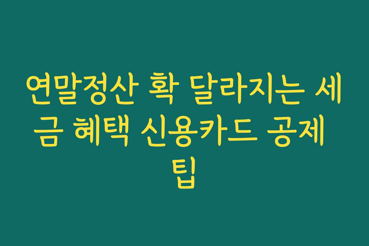 연말정산 확 달라지는 세금 혜택 신용카드 공제 팁