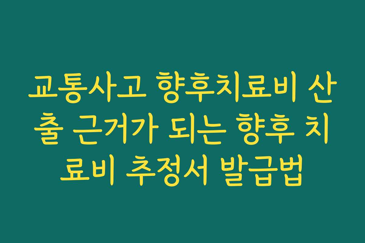 교통사고 향후치료비 산출 근거가 되는 향후 치료비 추정서 발급법