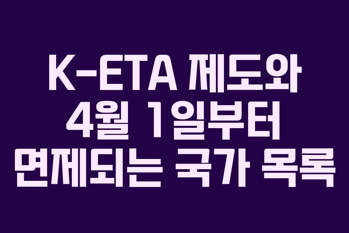 K-ETA 제도와 4월 1일부터 면제되는 국가 목록