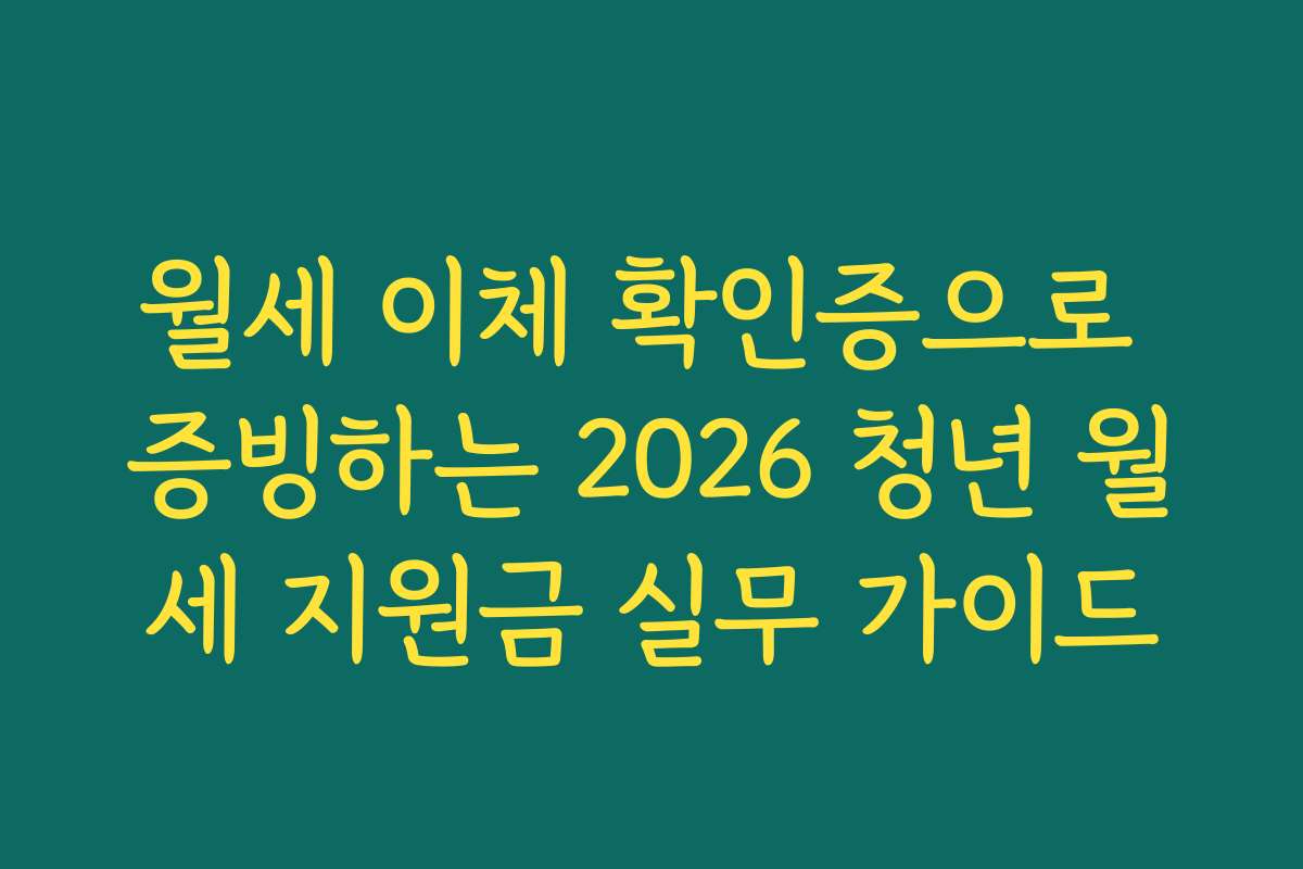 월세 이체 확인증으로 증빙하는 2026 청년 월세 지원금 실무 가이드