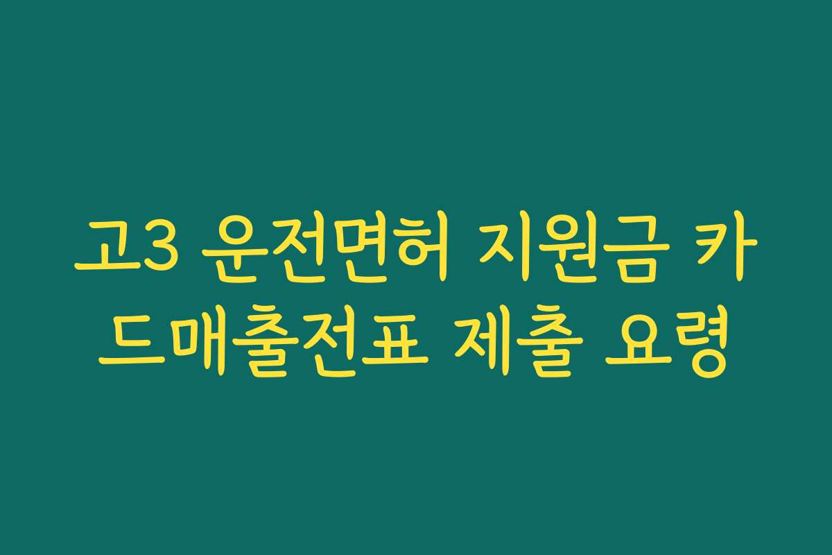 고3 운전면허 지원금 카드매출전표 제출 요령