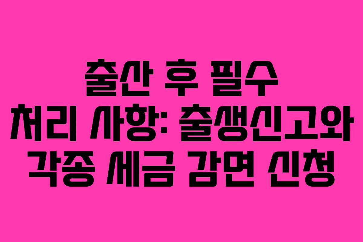 출산 후 필수 처리 사항: 출생신고와 각종 세금 감면 신청