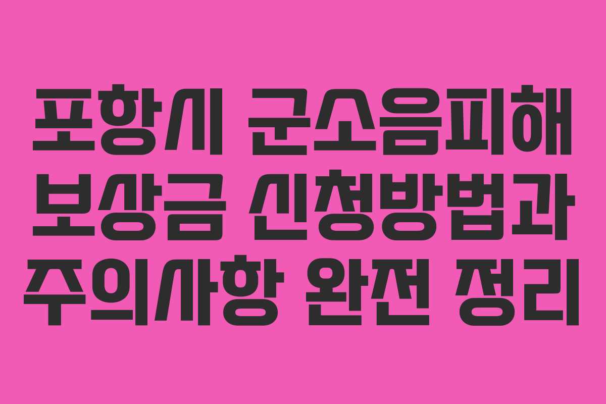 포항시 군소음피해 보상금 신청방법과 주의사항 완전 정리
